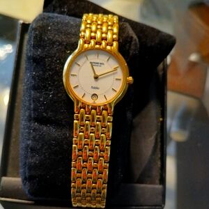 Raymond Weil Authentic 18 KT electroplated. Like new. Tested & functional.